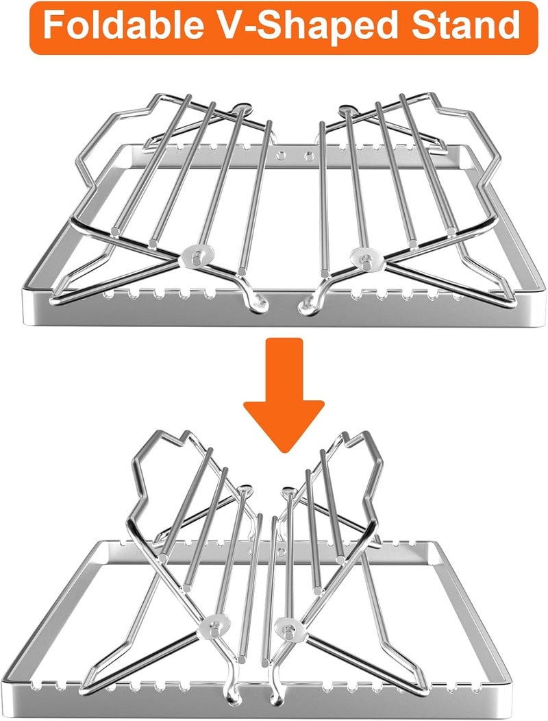 BQMAX Adjustable Turkey Chicken Roasting Rack, Universal Rib Roasting Rack, V-Shaped Turkey Roasting Rack - Image 4